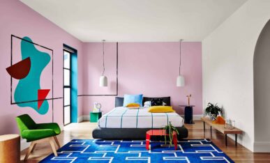 пример дизайна интерьера в стиле мемфис